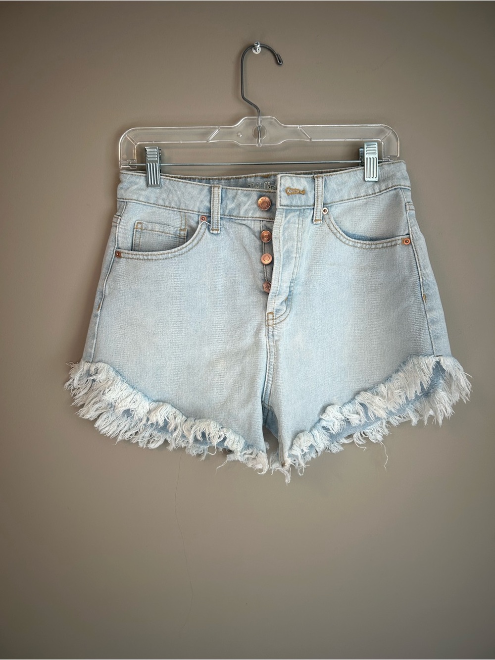 wild fable Light Blue Frayed Hem High-Rise Denim Shorts